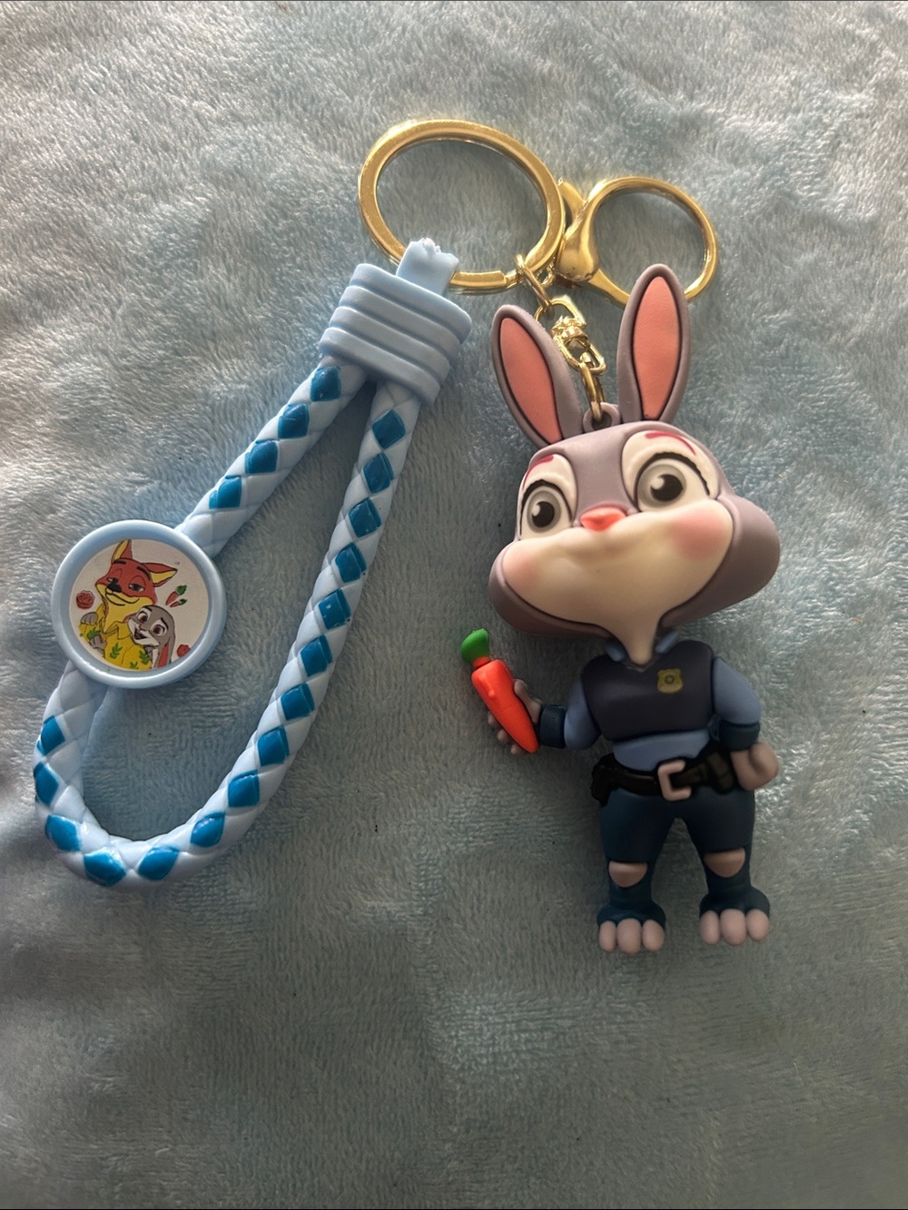 Disney Zootopia Judy Hopps Officer Bunny 3D Bag Charm Keychain Blue